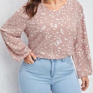 SHEIN Blush Pink Dalmation Patterned Blouse Size XL